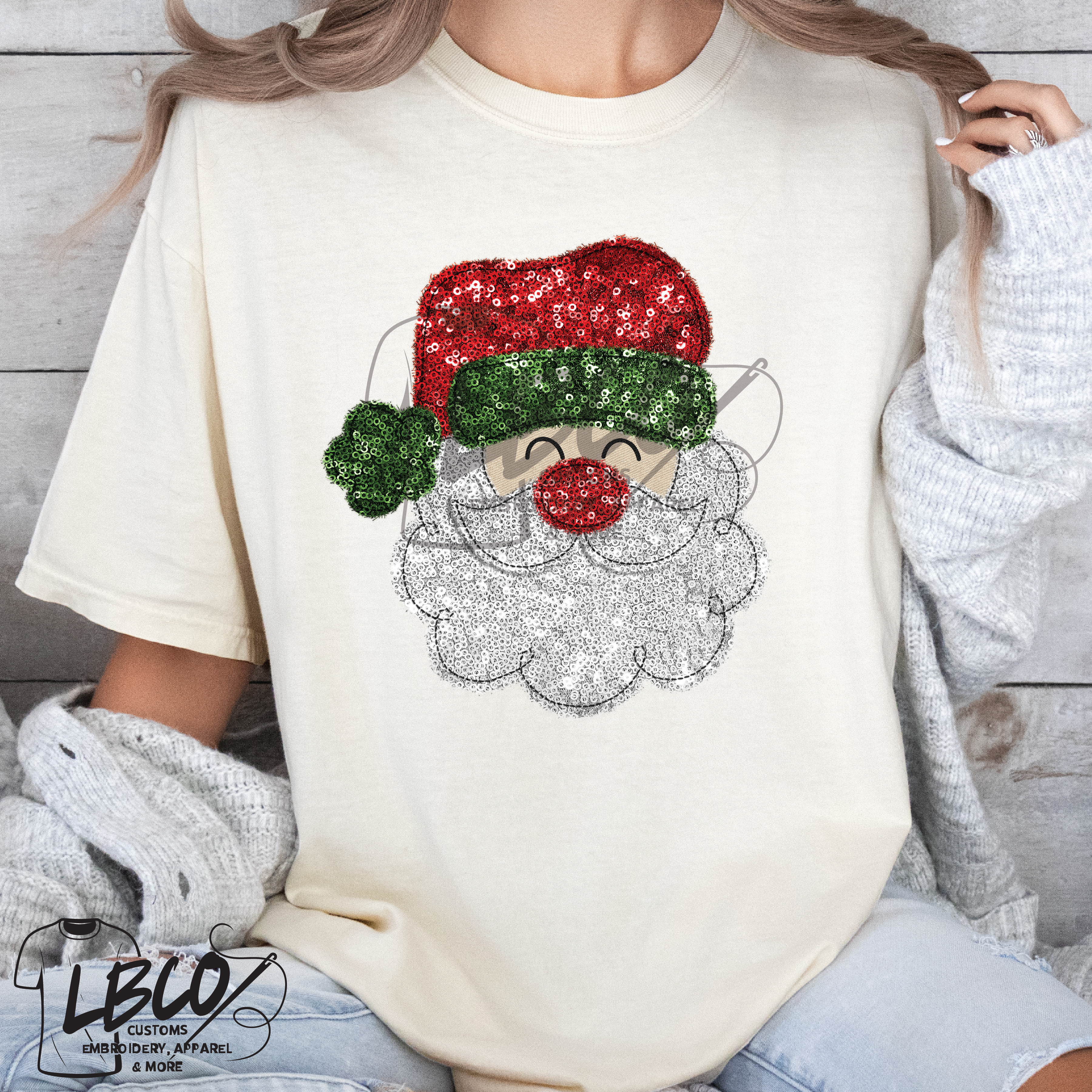 Sequin Santa DTF Transfer